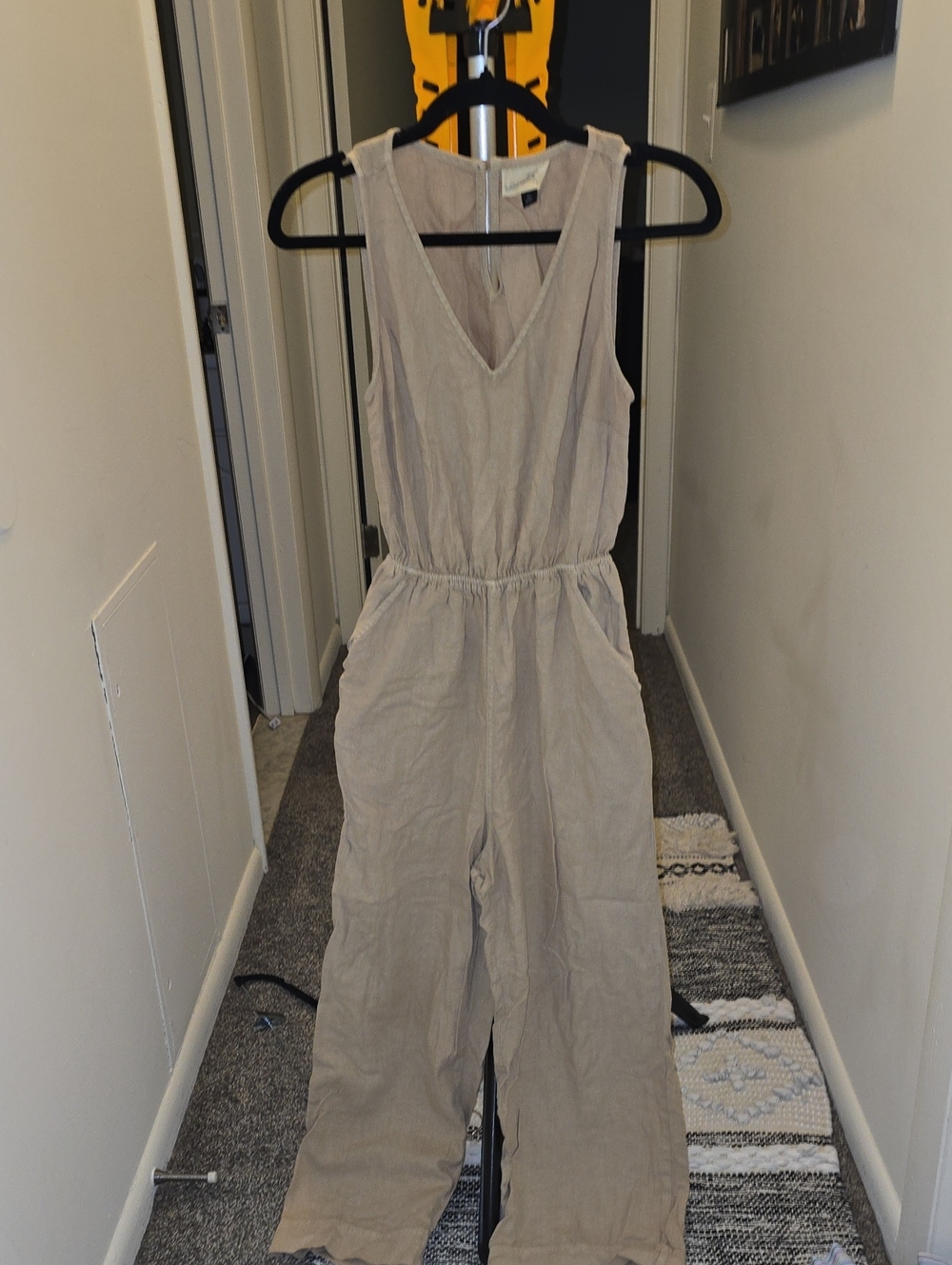 Universal Thread Sleeveless V-Neck Wide-Leg Jumpsuit in Light Taupe